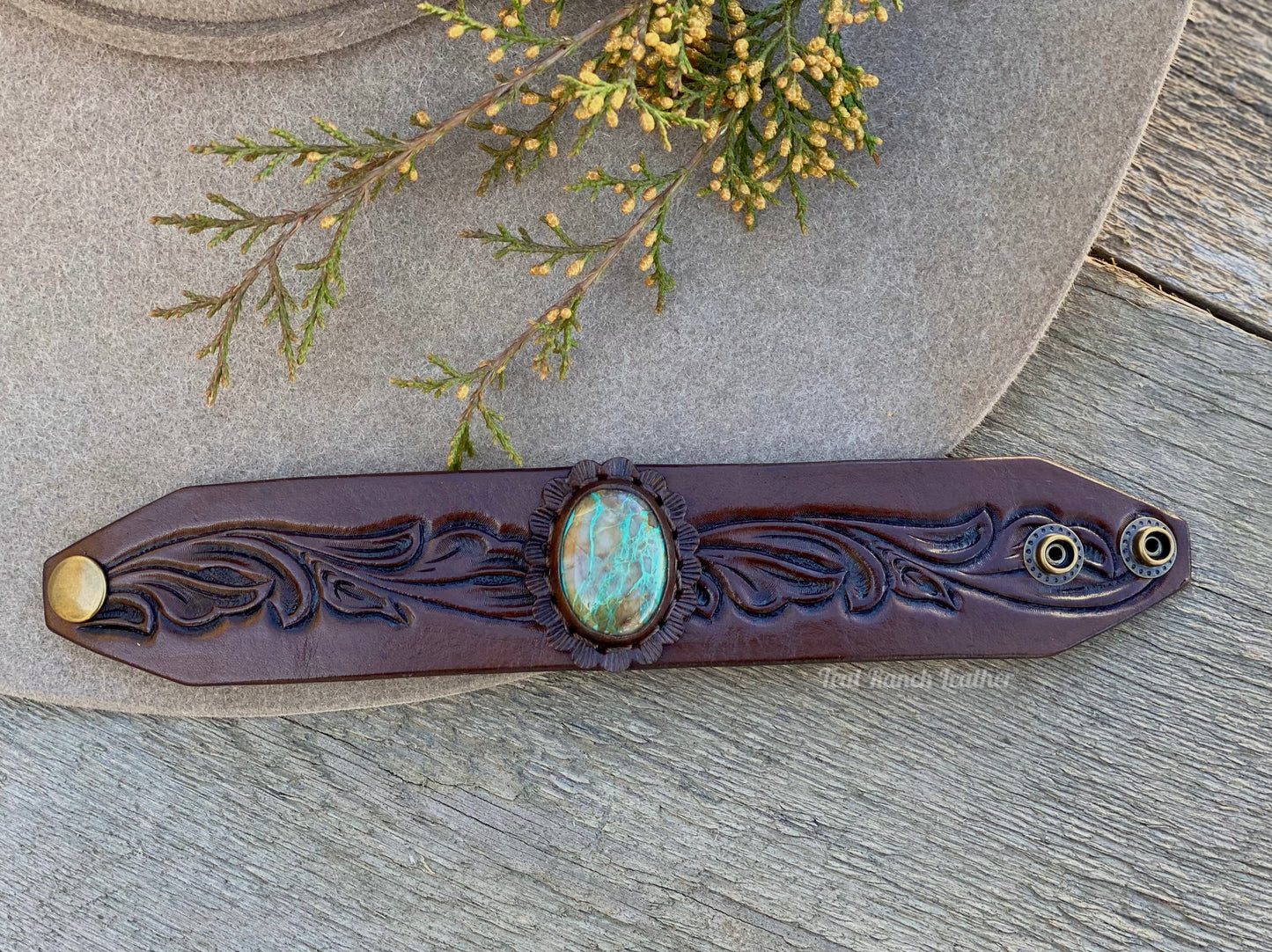 Leather and turquoise cuffs