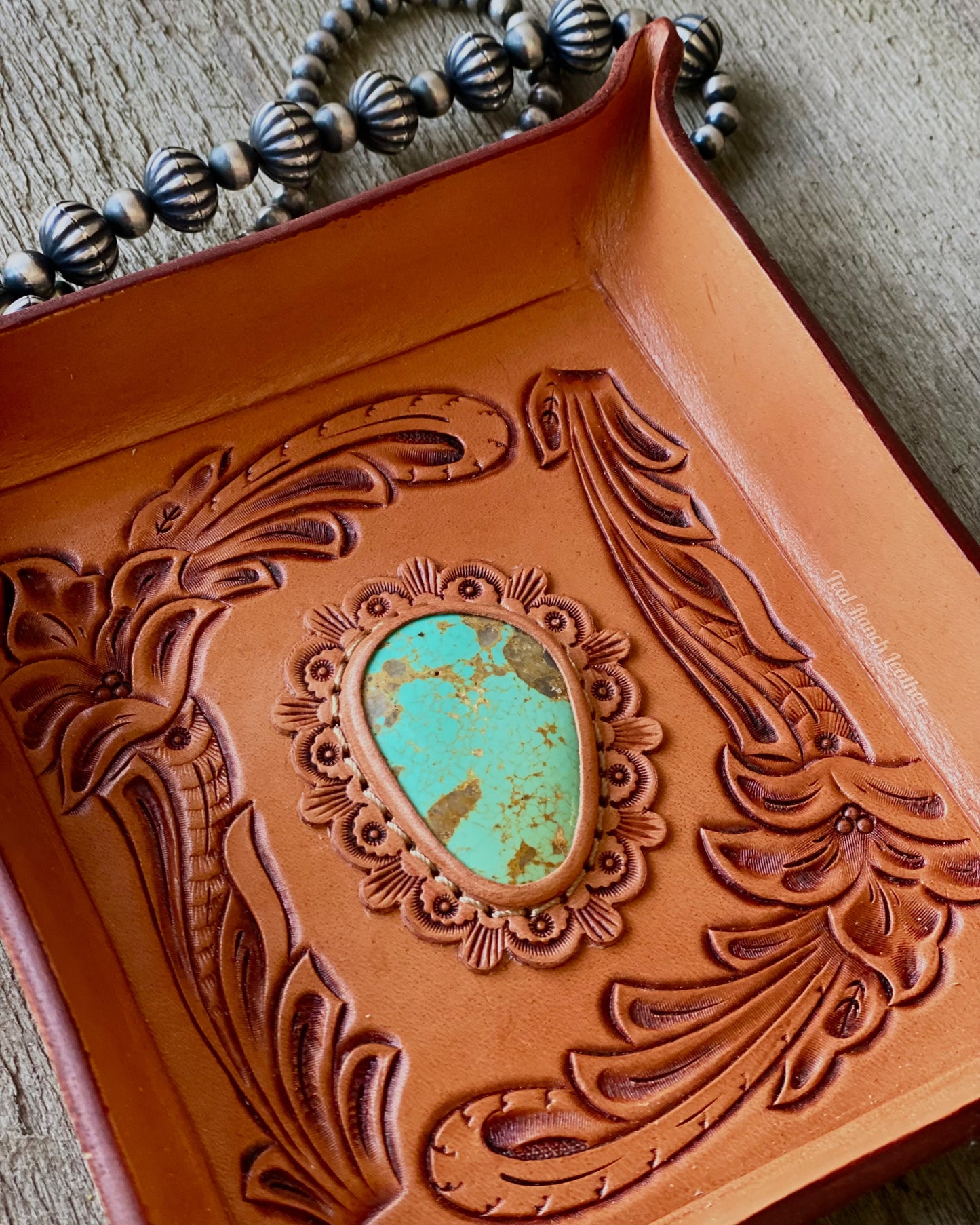 Turquoise and Leather Jewelry Bowls