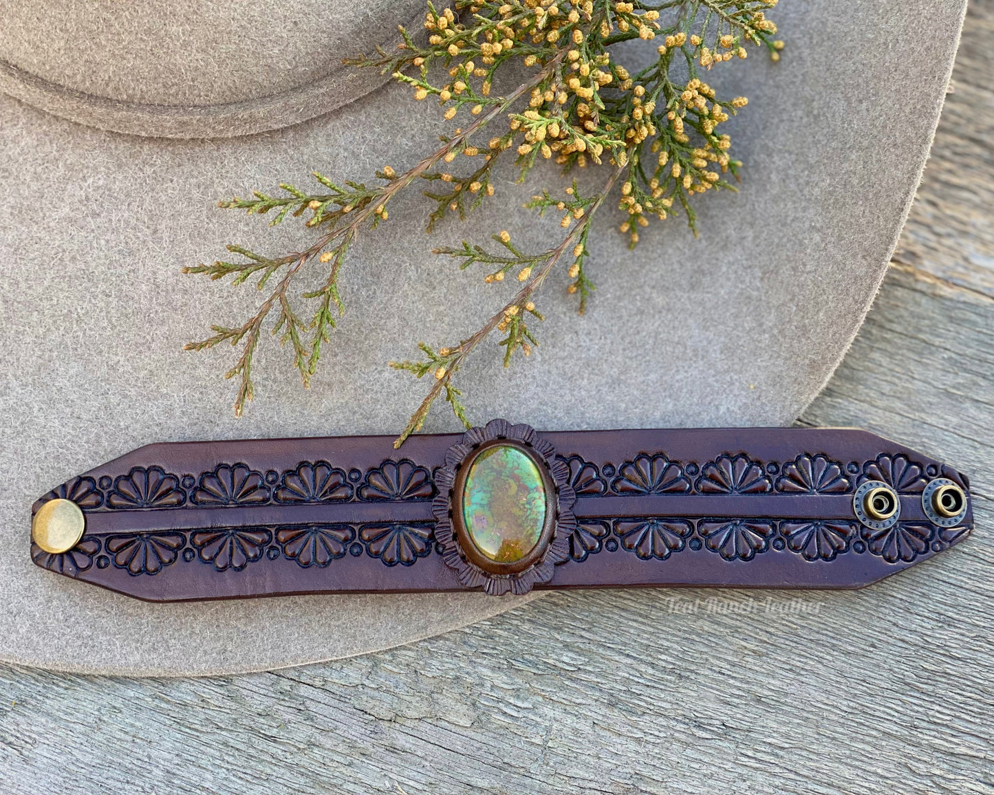 Leather and turquoise cuffs