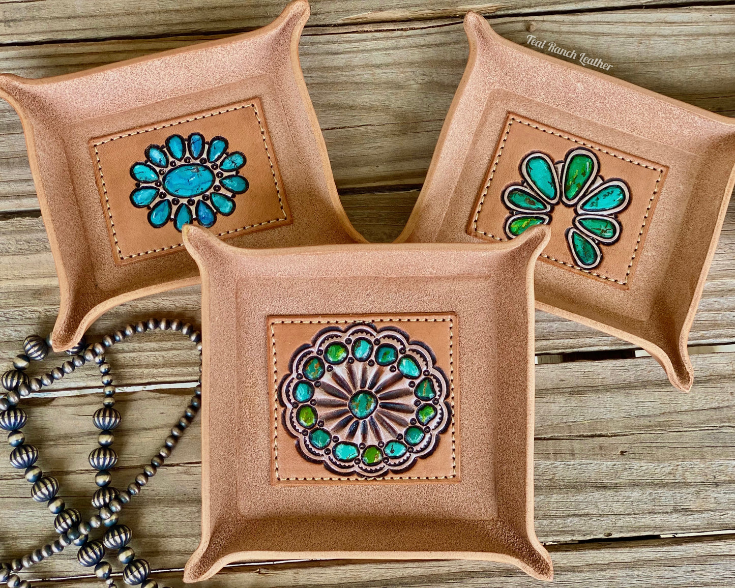 Tooled leather jewelry bowls