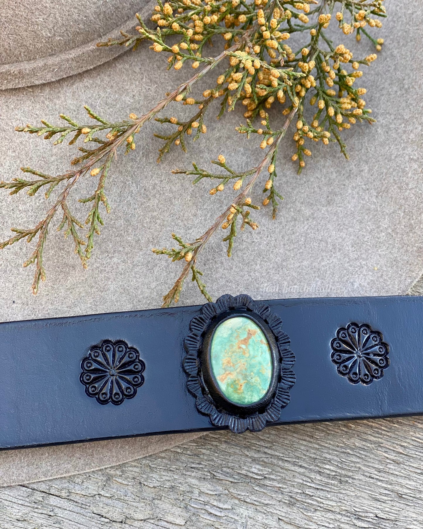 Leather and turquoise cuffs