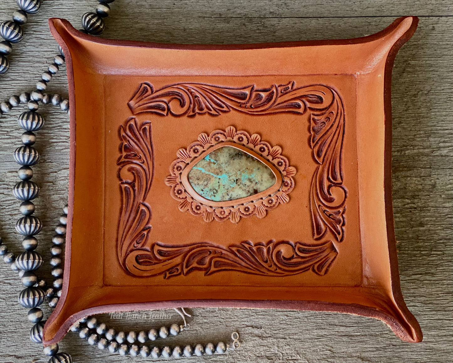 Turquoise and Leather Jewelry Bowls