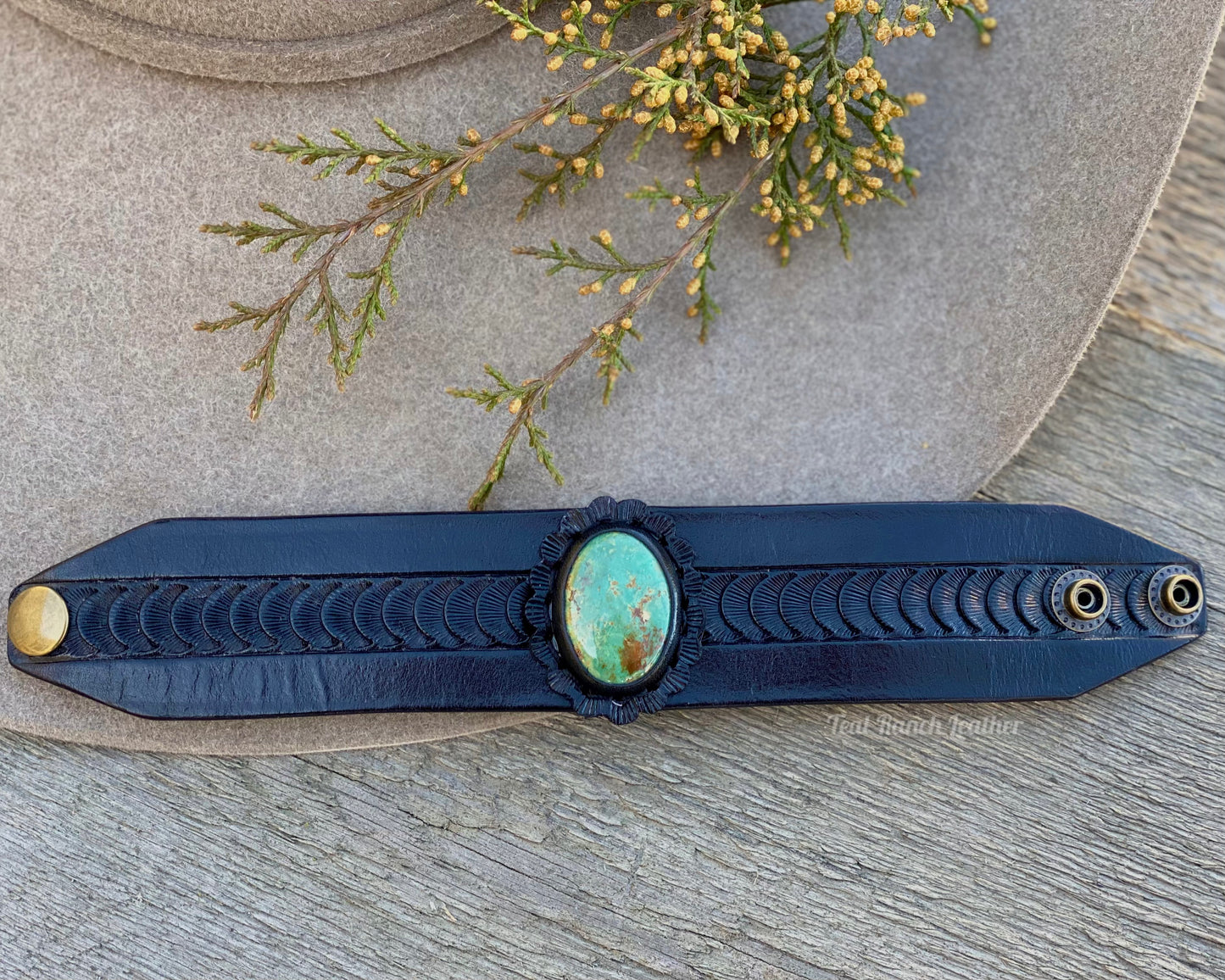 Leather and turquoise cuffs