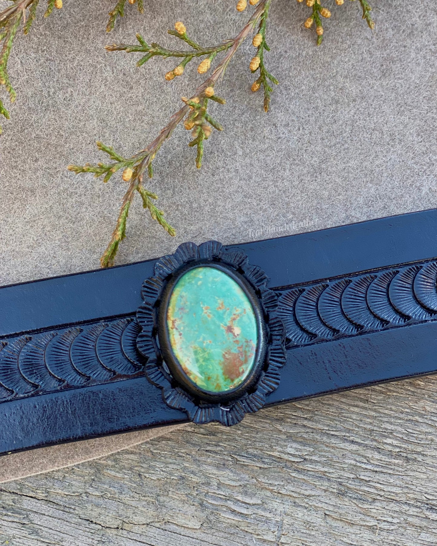 Leather and turquoise cuffs