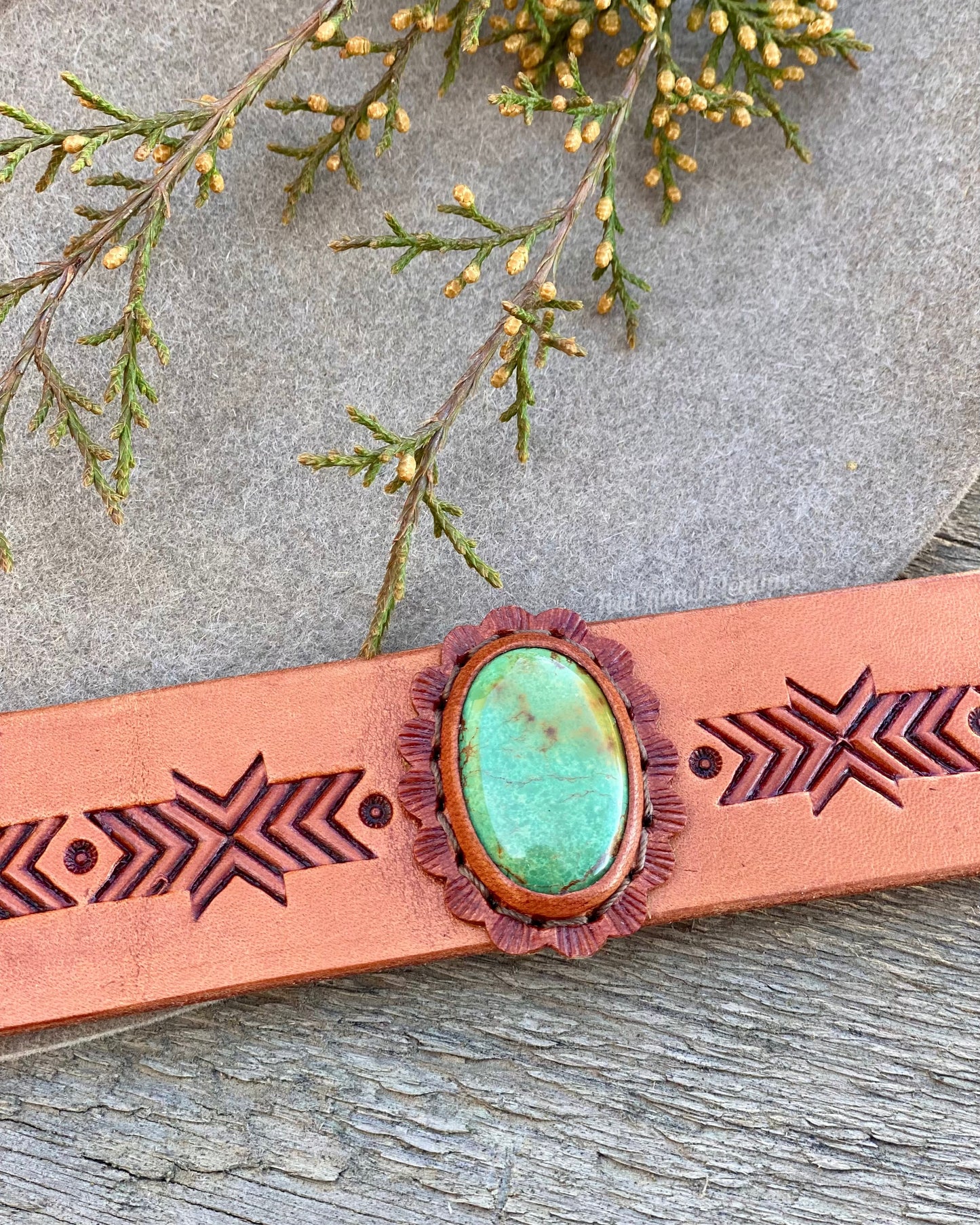 Leather and turquoise cuffs