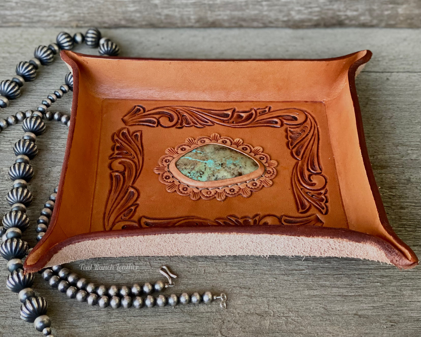 Turquoise and Leather Jewelry Bowls