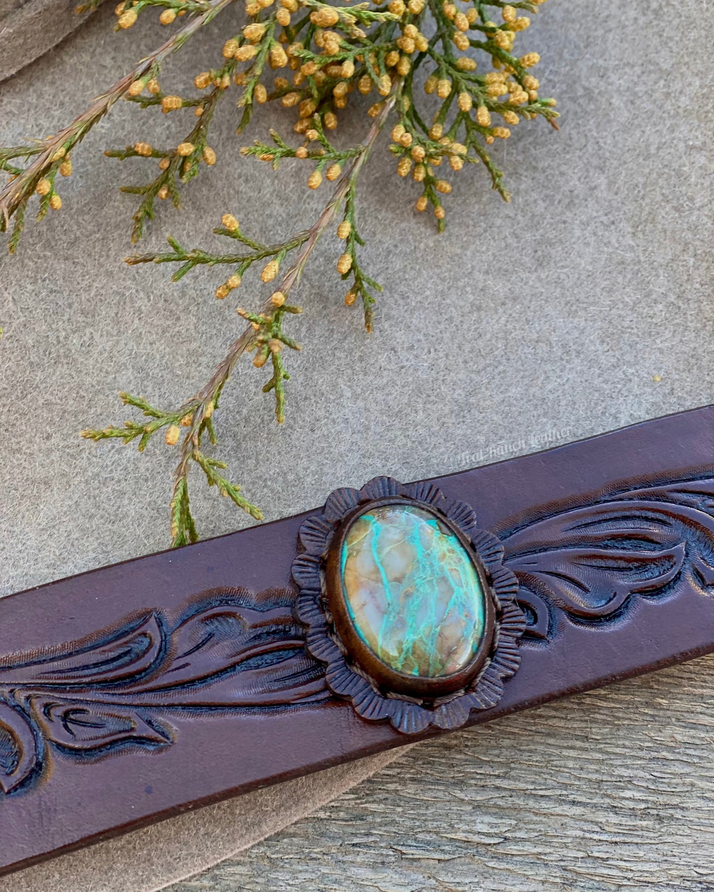 Leather and turquoise cuffs