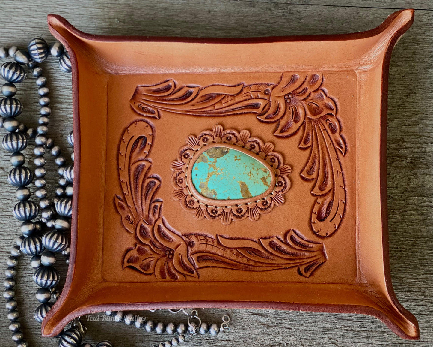 Turquoise and Leather Jewelry Bowls