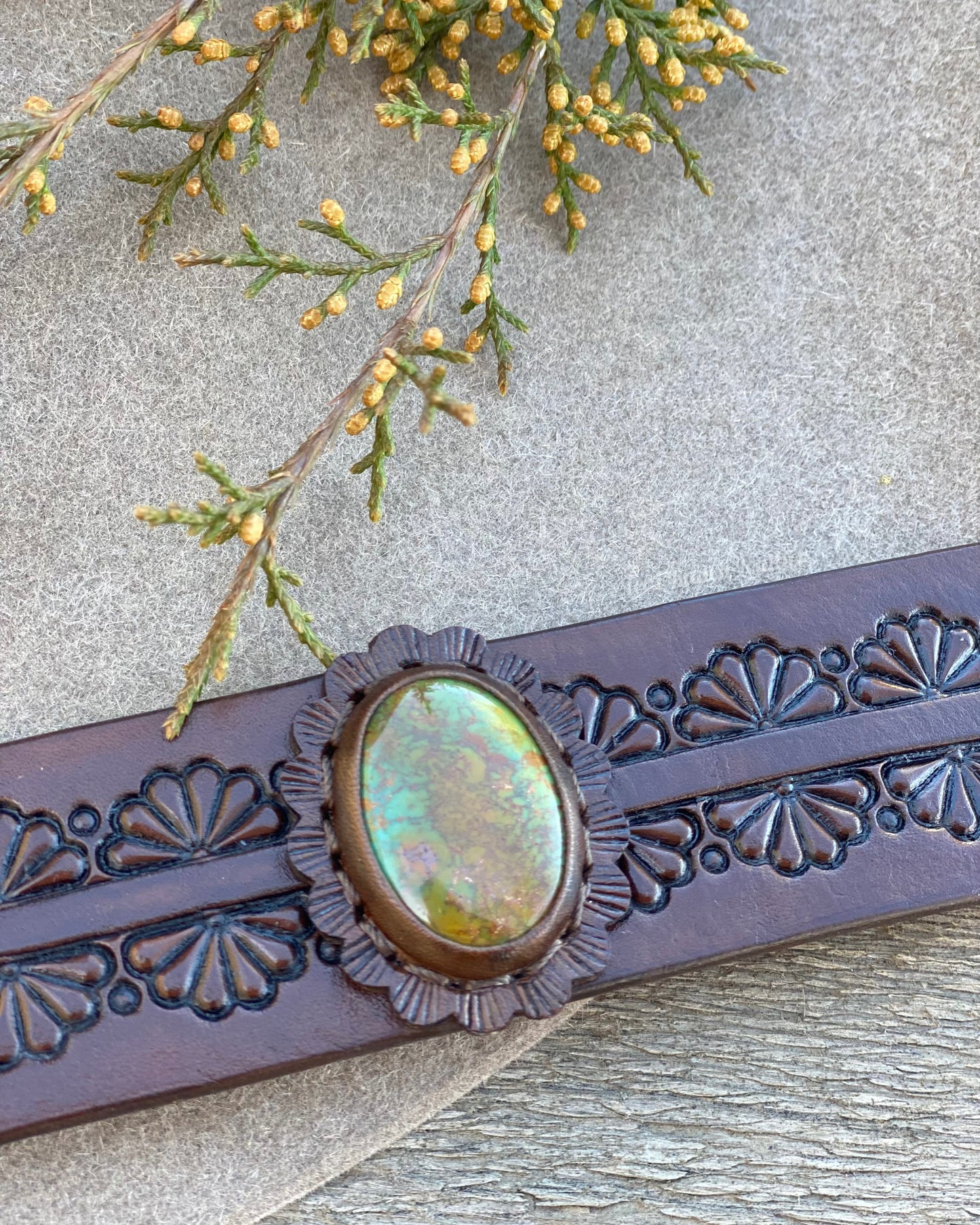 Leather and turquoise cuffs