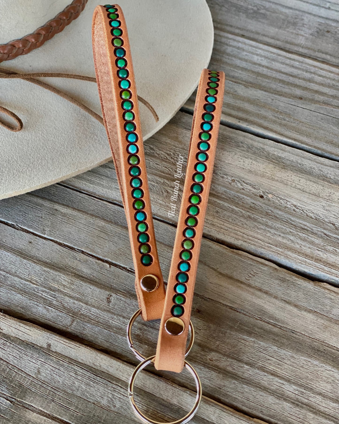 stamped leather lanyards- western keychain