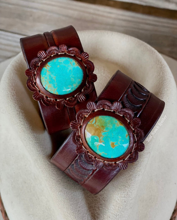 Leather and turquoise cuffs