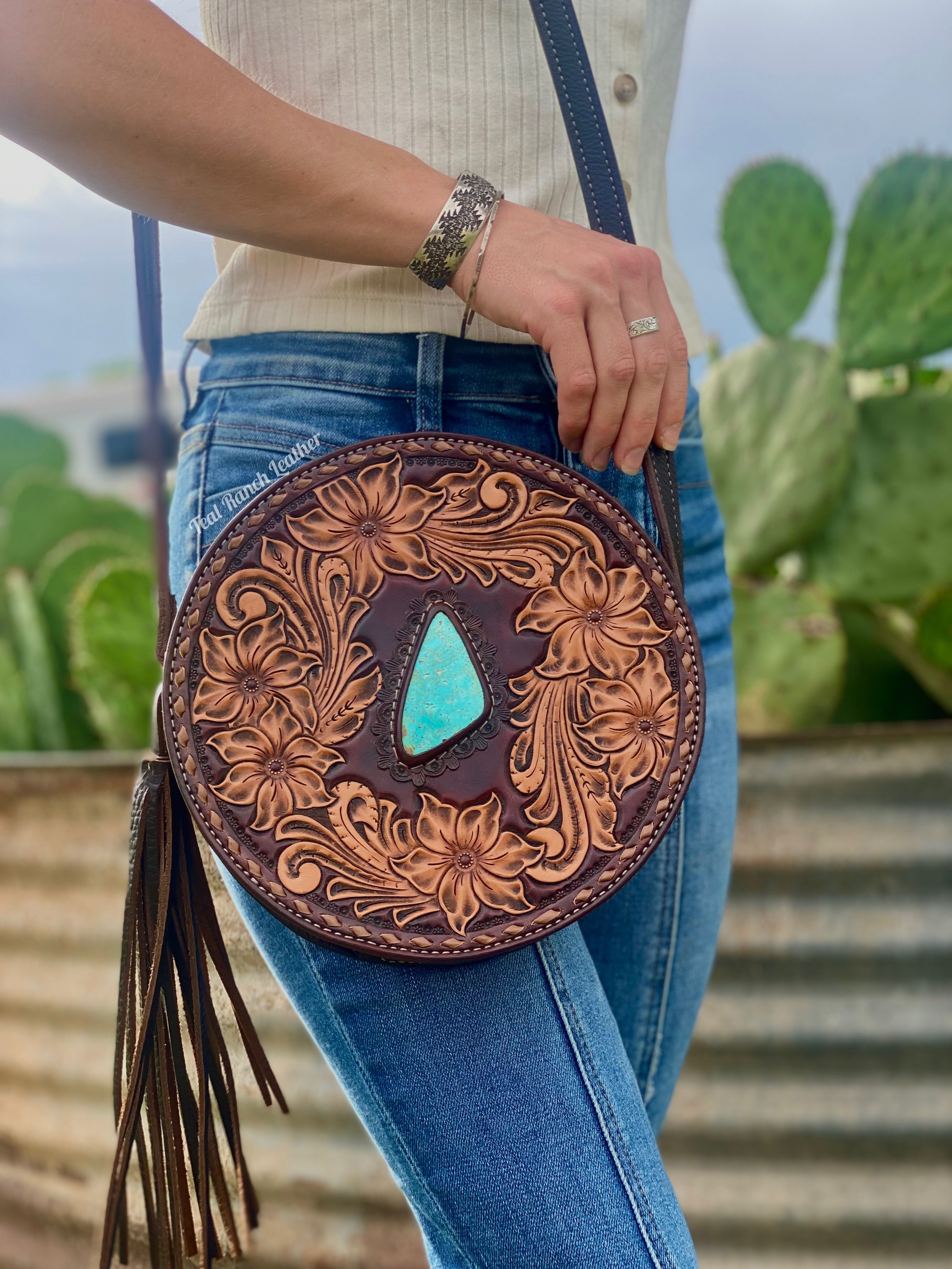Bloomin' Steer Hand Tooled Leather Round Bag – Dusty Road Boutique
