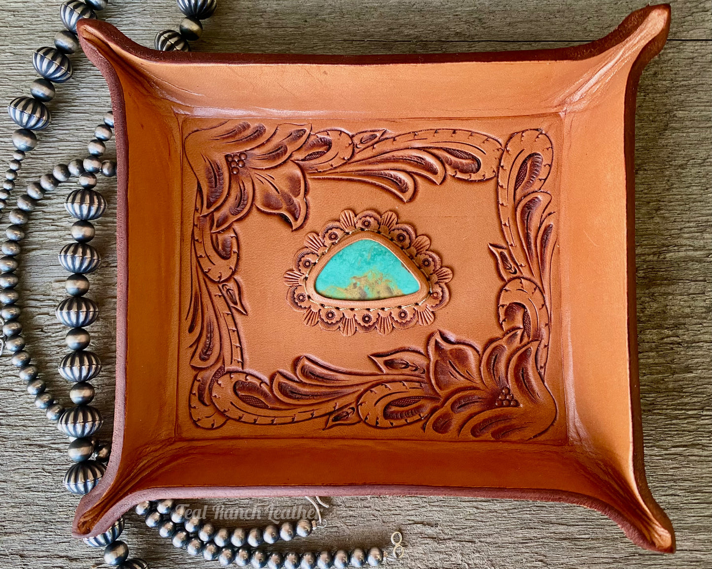 Turquoise and Leather Jewelry Bowls