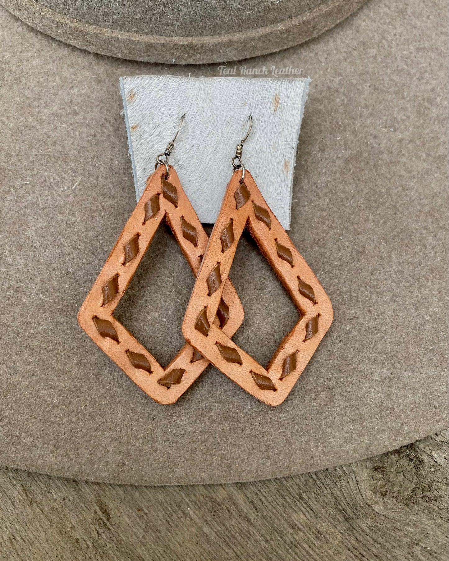 Tooled leather earrings