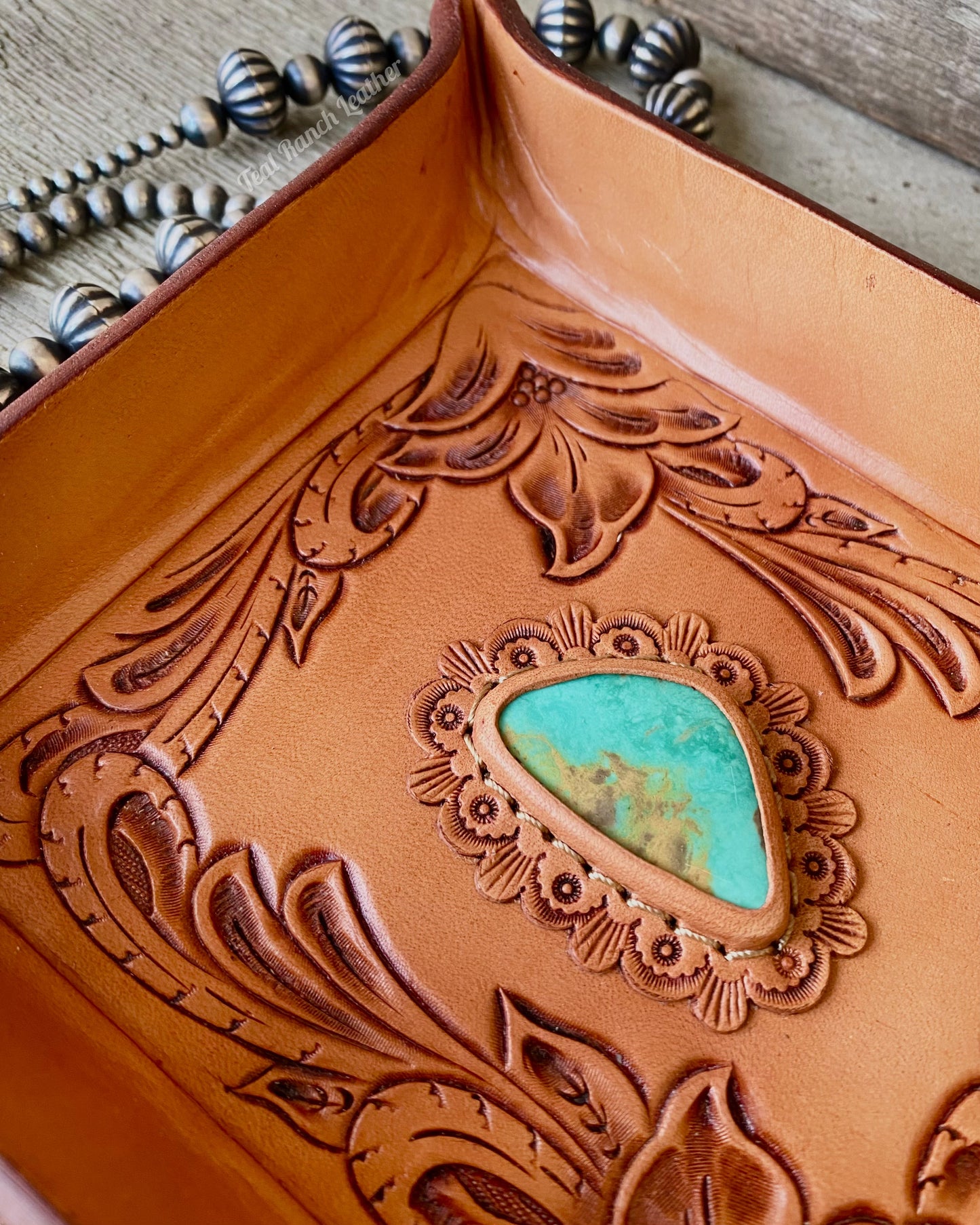 Turquoise and Leather Jewelry Bowls