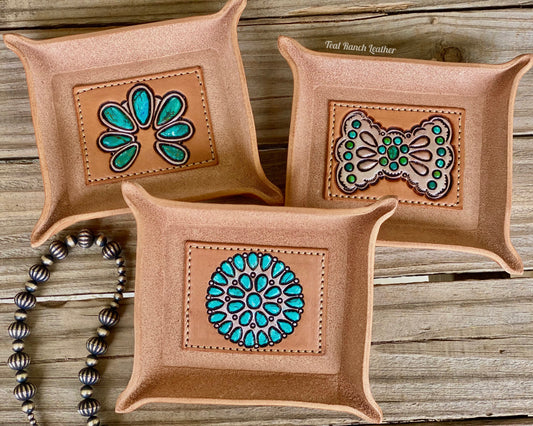 Tooled leather jewelry bowls