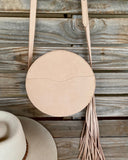 Tooled leather round purse- light leather