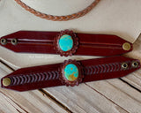 Leather and turquoise cuffs- tyrone turquoise