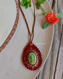 Turquoise and leather necklace