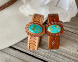 Small leather and turquoise cuffs- Patagonia turquoise