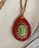 Turquoise and leather necklace