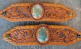 Tooled Leather cuffs- Carico Lake turquoise