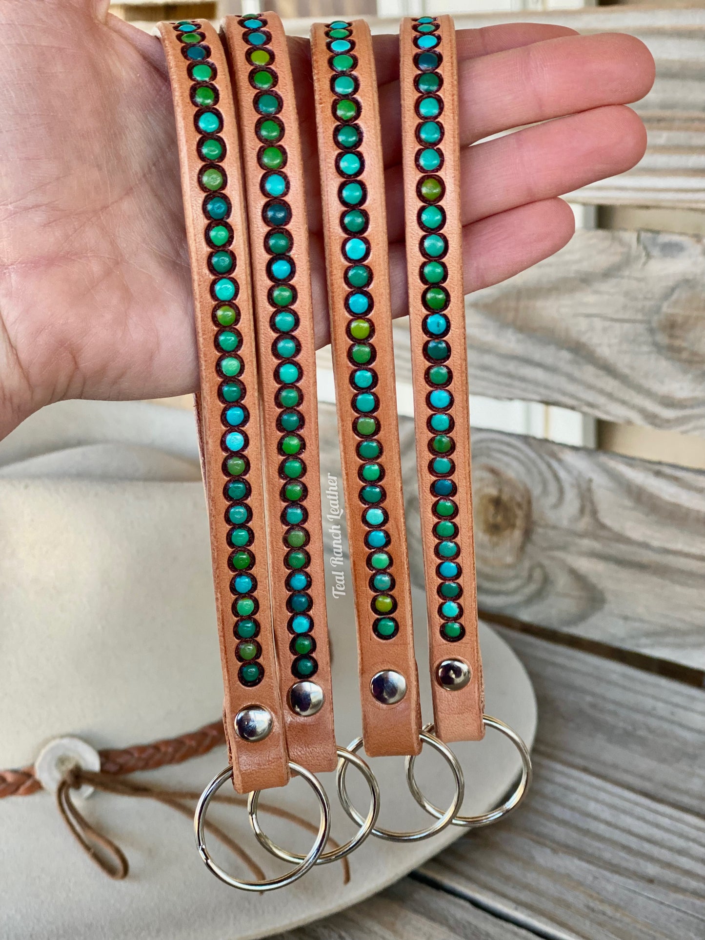 stamped leather lanyards- western keychain