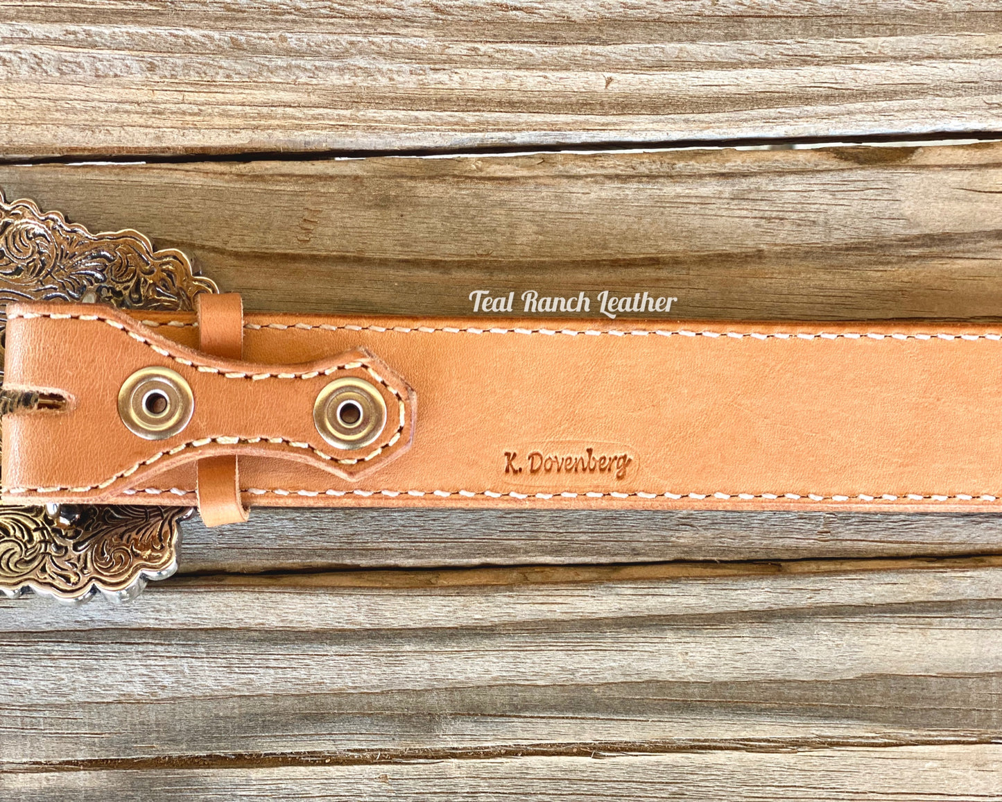 Tooled leather sunflower belt- size 32