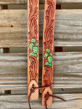 Tooled leather headstall with cactus