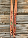 Tooled leather headstall with cactus